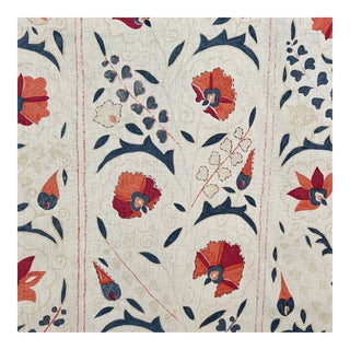 Robert Kime Susani Red Linen Fabric- 4 Yards For Sale