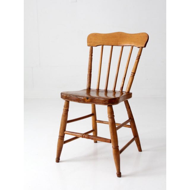 Antique Primitive Plank Seat Farmhouse Chair For Sale - Image 9 of 13