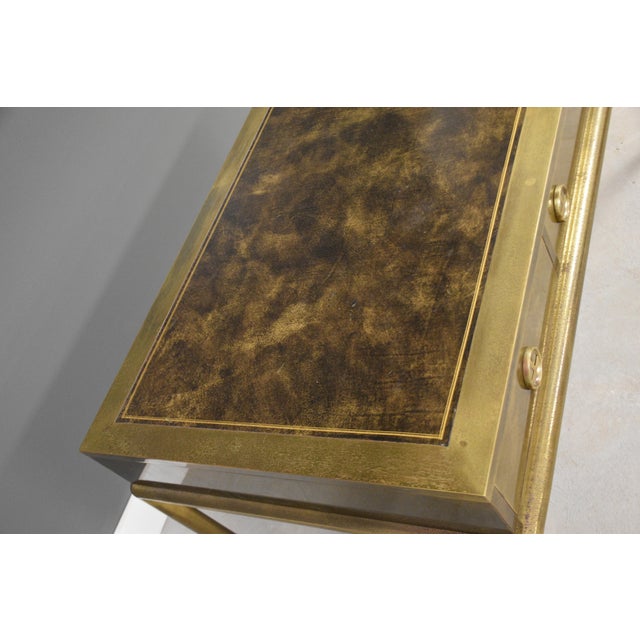 1970’s Mastercraft Brass and Leather Top Desk For Sale In Boston - Image 6 of 12