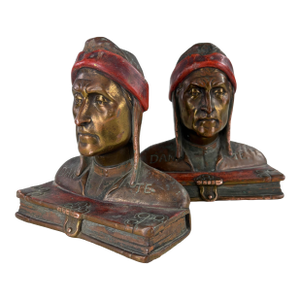 Early 20th Century Dantes Bronze Bust Book Ends.