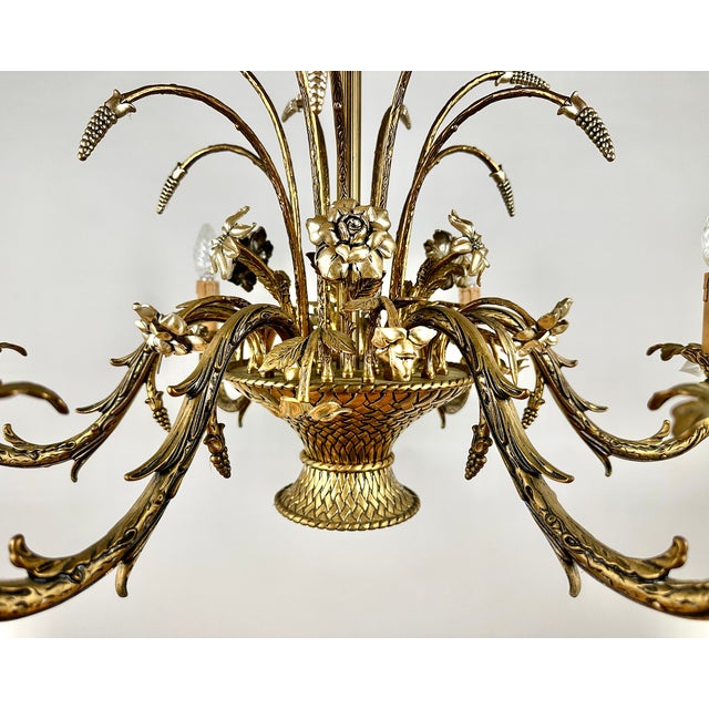 1960s Vintage French Bronze Chandelier, 1960s For Sale - Image 5 of 11