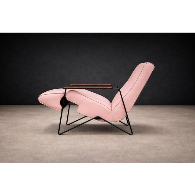 Brazilian Modern Reclining Chair in Metal, Hardwood & Leather, Ernesto Hauner, 1960s For Sale - Image 11 of 15