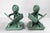 Metal Early 20th Century Art Deco Pair of Verdigris Green Bookends of Girls Reading Attributed to FrankArt For Sale - Image 7 of 16