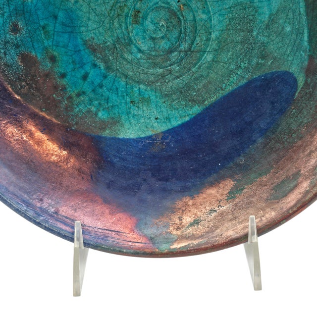 Joy Imai Iridescent Studio Ceramic Bowl With Shell Motif, 9" For Sale - Image 10 of 11