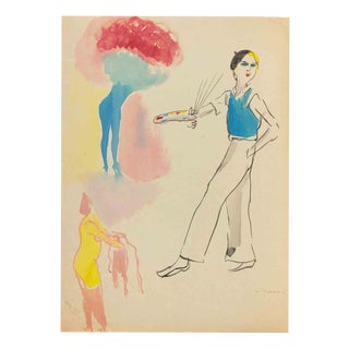 Mino Maccari, The Painter, Drawing, 1935 For Sale