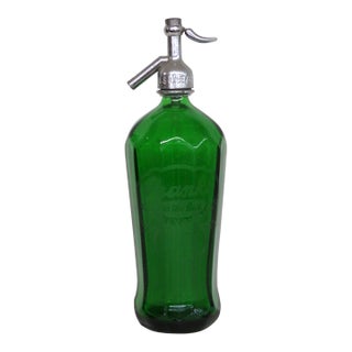 W & L Beverages Frank's Best Seltzer Green Bottle Glenshaw Art Deco Glass 4821b For Sale
