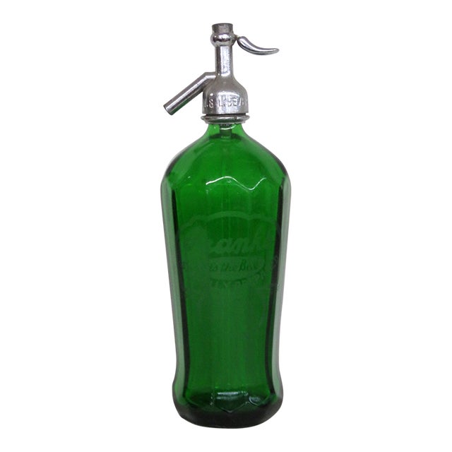 W & L Beverages Frank's Best Seltzer Green Bottle Glenshaw Art Deco Glass 4821b For Sale