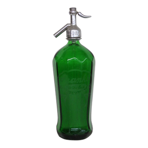 W & L Beverages Frank's Best Seltzer Green Bottle Glenshaw Art Deco Glass 4821b