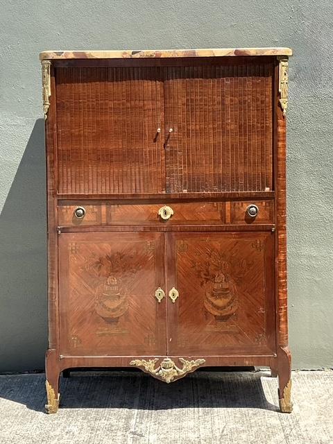 Vintage Inlay Secretaire With Stone Top - Detail view