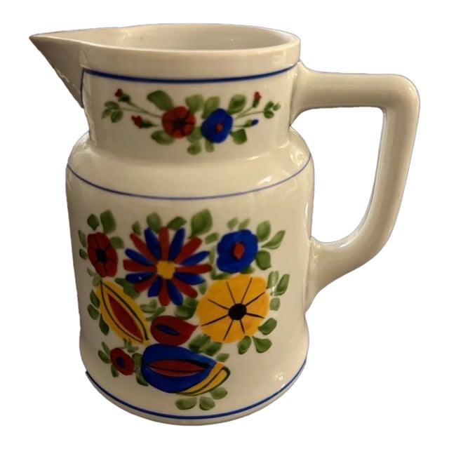 Vintage RKG Czechoslovakia Porcelain Serve Tea Pot Hand Painted 7in For Sale