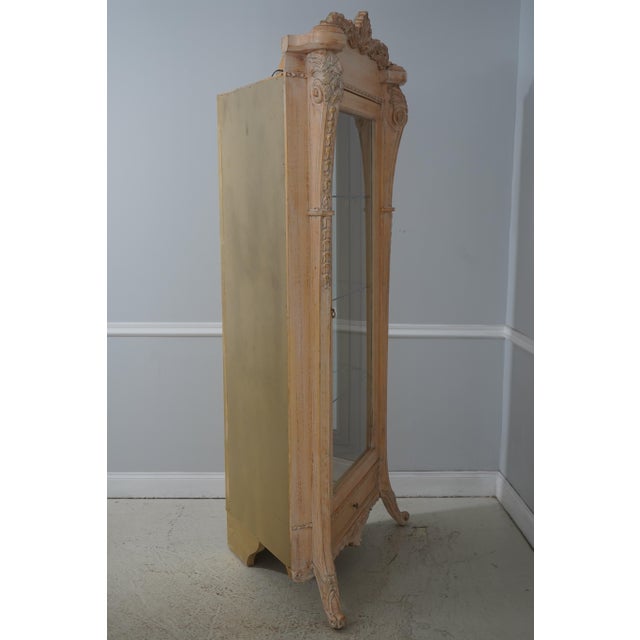 French Pair French Style Gold Wash Corner China Cabinets For Sale - Image 3 of 18