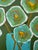 2020s Modern Abstract Floral Acrylic Painting – Teal Flowers on Green Canvas For Sale - Image 5 of 8