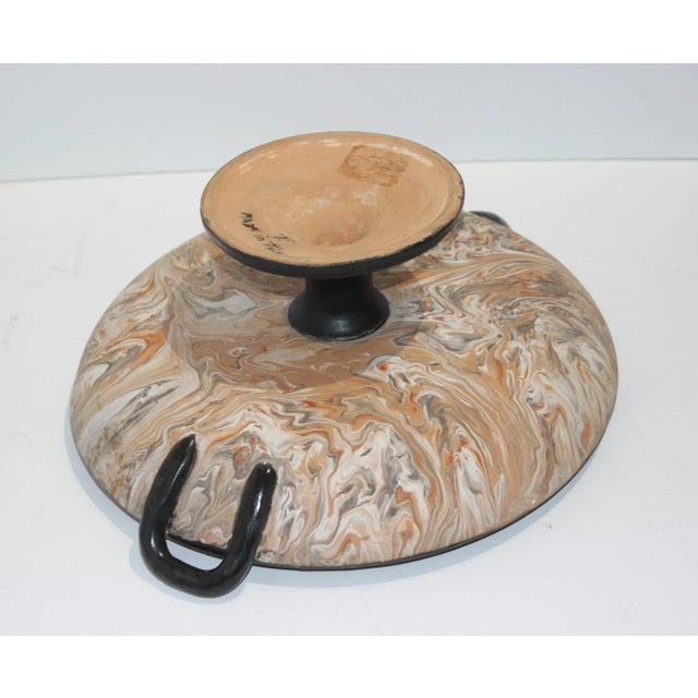 Terra Cotta Italian Tazza Compote Terra Cotta With Marbelized Painting For Sale - Image 8 of 10