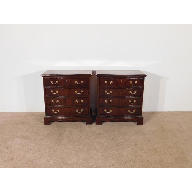 1990s Pr Drexel Heritage 1990s Flame Mahogany Chippendale Serpentine Bedside Chests Nightstands For Sale - Image 5 of 11