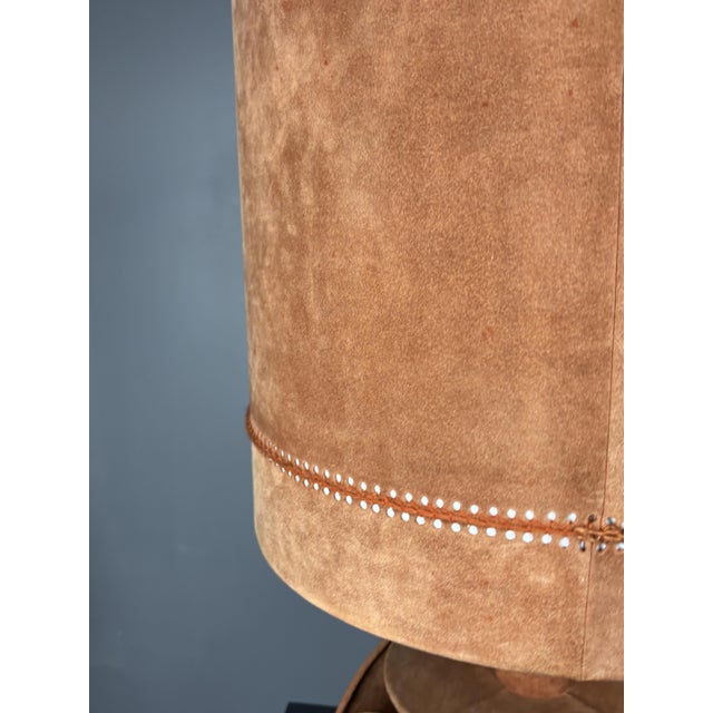 Mid-Century Terracotta Suede Table Lamp. 1970s For Sale - Image 6 of 13