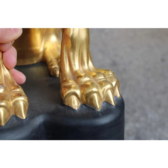 Florentine Porcelain 24kt Gold Chinese Lion, 1970 For Sale - Image 3 of 11