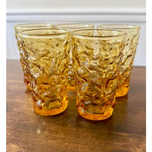 Mid 20th Century Anchor Hocking Milano Honey Gold Juice Glasses - Set of 5 For Sale - Image 5 of 11