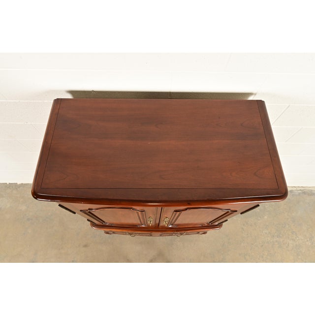 Century Furniture French Provincial Louis XV Carved Cherry Wood Armoire Dresser or Gentleman's Chest For Sale - Image 12 of 15