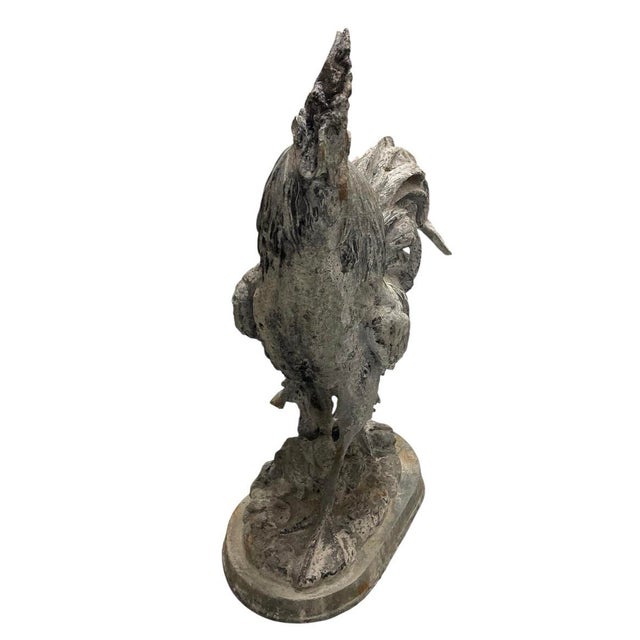 2000 - 2009 Vintage Cast Iron Country Rooster Garden Statue For Sale - Image 5 of 12