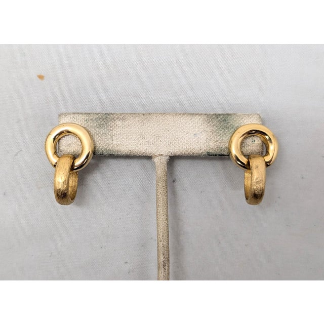 Vintage 1980s Signed Givenchy Goldtone Loop Drop Pierced Earrings-2 Pieces For Sale In Philadelphia - Image 6 of 9