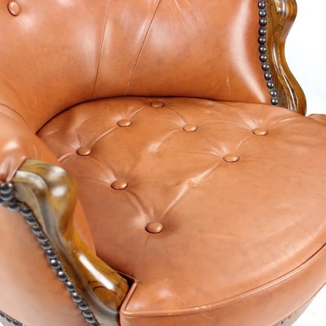 Cognac Leather and Walnut Armchair, Czechoslovakia, 1940s For Sale - Image 3 of 17