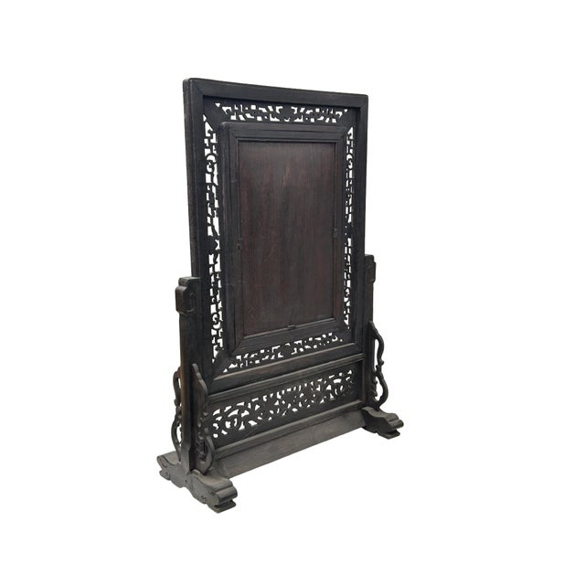 Asian Chinese Orange Blossoms Porcelain Painting Wood Frame Tabletop Screen Art For Sale - Image 3 of 9