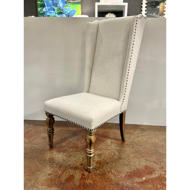 Cream Hooker Furniture High Back Wing Host Chairs - Pair. For Sale - Image 8 of 8
