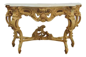 Italian Style Cream Painted Marbletop Console Table