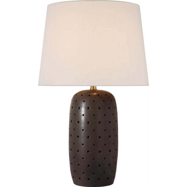 Transitional Chapman & Myers by Visual Comfort Signature Samara 30" Table Lamp in Dusted Cocoa with Linen Shade For Sale - Image 3 of 3