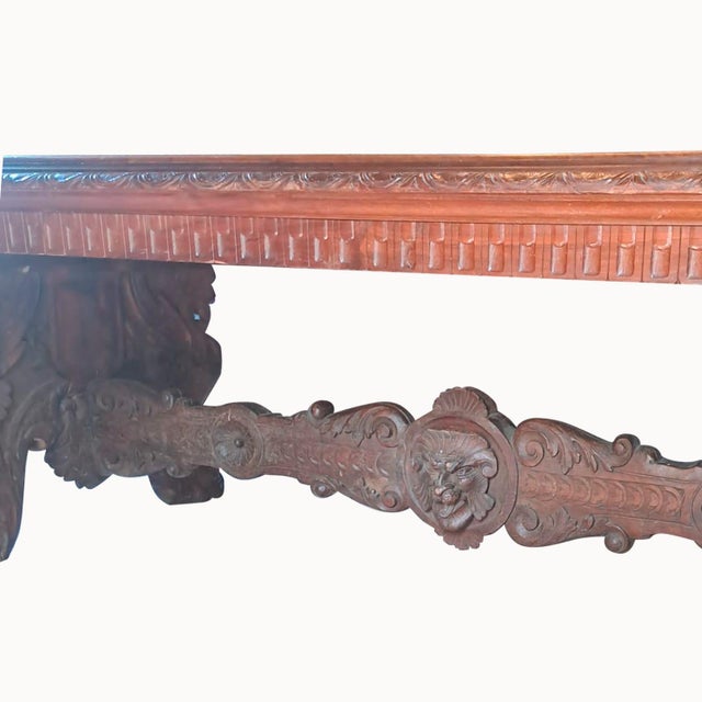 Antique Renaissance Revival Carved Walnut Refectory Table, 1850 For Sale - Image 16 of 18