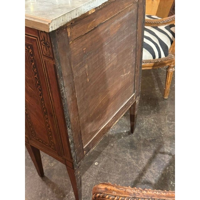 Wood Early 19th Century Italian Inlaid Walnut Marble Top Side Table For Sale - Image 7 of 7