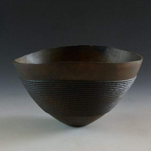 Rope Bowl in Oak and Oxides Wood by Yann Marot For Sale - Image 6 of 7