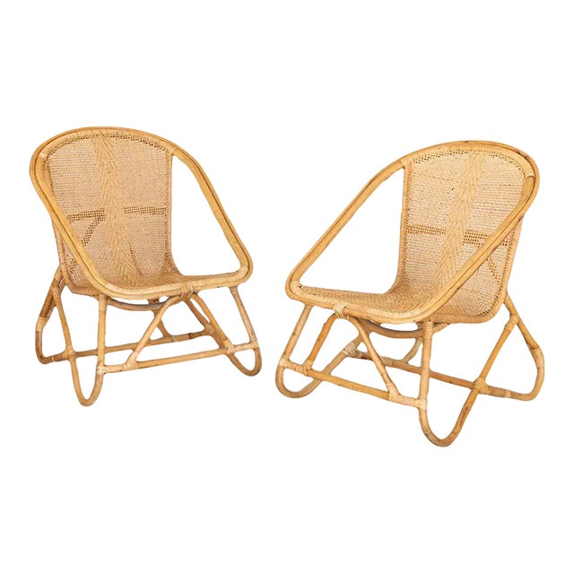 1960s Pair of Italian Woven Chairs For Sale