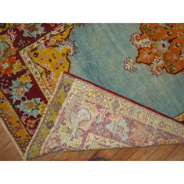 Rare Electric Blue Field Antique Turkish Melas Small Early 20th Century Rug - 3'2" x 5'7" For Sale In New York - Image 6 of 6