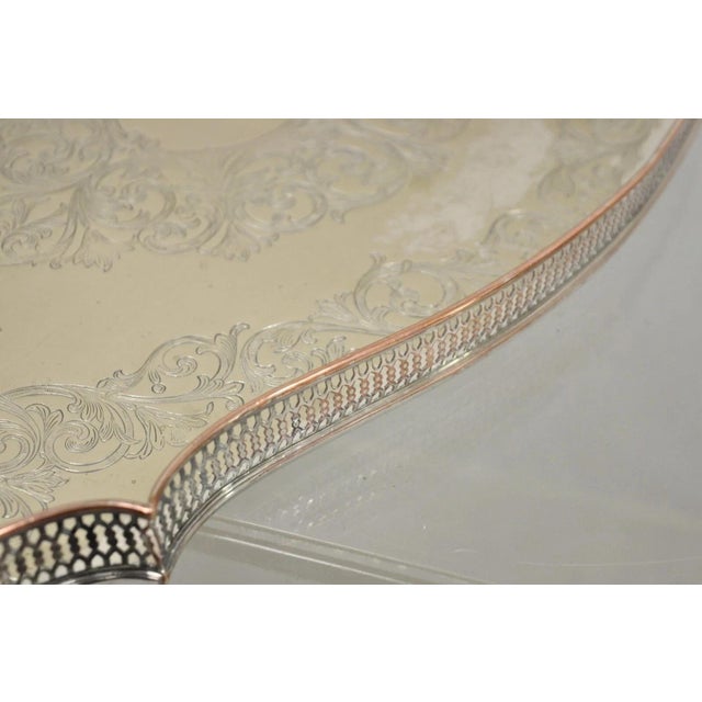 Vintage English LBS Co 982 Silver Plated Scalloped Oval Pierced Gallery Tray For Sale In Philadelphia - Image 6 of 12