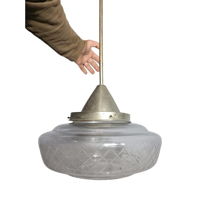 Vintage Art Deco Hanging Lamp, in Good conditions. Designed 1920 to 1949 Up to 250V (Europe/UK Standard).The wiring of...