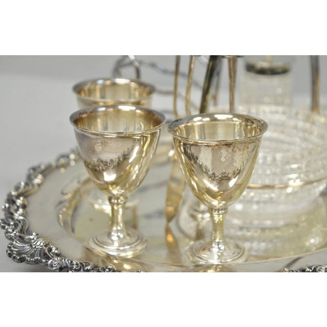 Silver Antique Victorian Silver Plated Footed Cut Glass Breakfast Set Toast Rack W Tray For Sale - Image 8 of 18