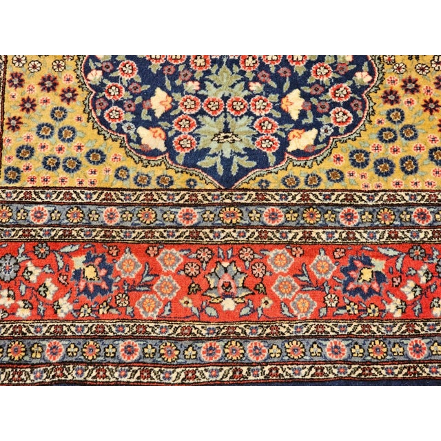 Textile Vintage Persian Tabriz Area Rug, Floral Pattern, Handwoven Wool, Navy & Red, 4’ X 6’ For Sale - Image 7 of 12