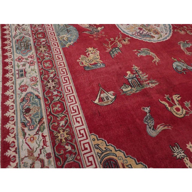 Galerie Shabab Collection Mid-20th Century Chinese Inspired Turkish Carpet For Sale - Image 4 of 9