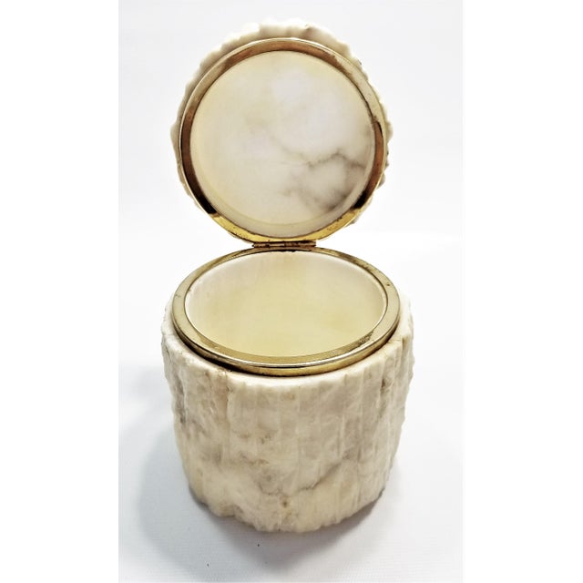 Rare Heavy Vintage Italian Alabaster Marble Jewelry Box Italy Mid Century Modern Palm Beach Boho Chic