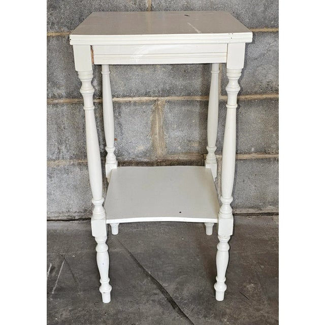 Victorian Victorian Off-White Enameled Maple Two-Tier Side Table Plant Stand For Sale - Image 3 of 6