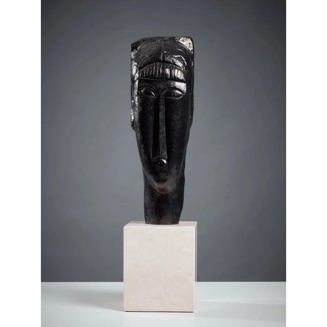 Amédéo Modigliani, Head of a Young Girl with Bangs, 1970, Bronze For Sale - Image 10 of 10