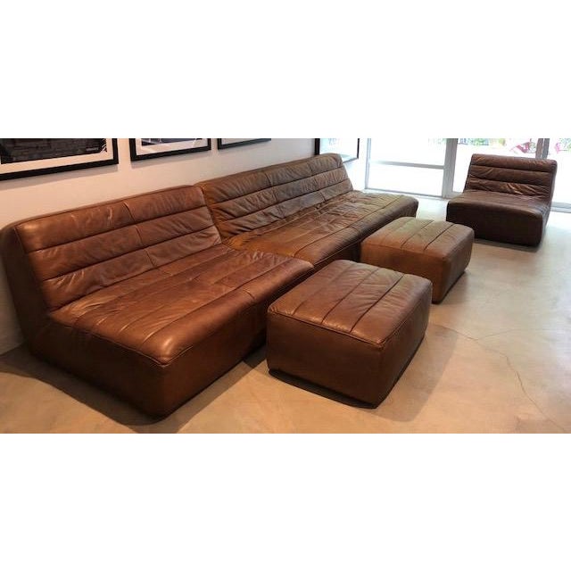 Restoration Hardware Kona Leather Chelsea Sectional Sofa Chair