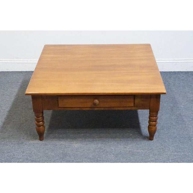 Durham Furniture Solid Cherry Early American Style 38" Square Accent Coffee Table - Made in Canada For Sale In Kansas City - Image 6 of 13