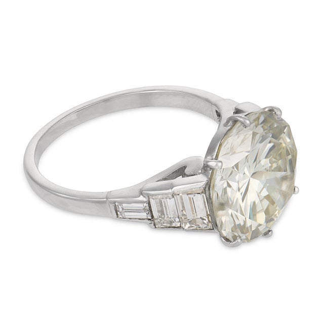 Mid Century Gia 6.29 Carat Diamond Platinum Engagement Ring, Size 7.25 For Sale - Image 4 of 8