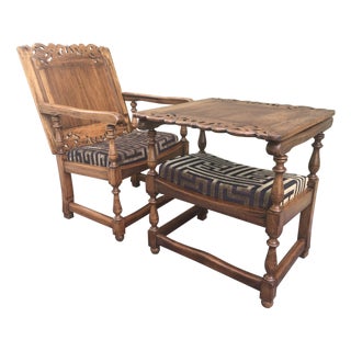 19th Century Convertible Pair of Monk's Chair or End Table, Foldable Armchair For Sale