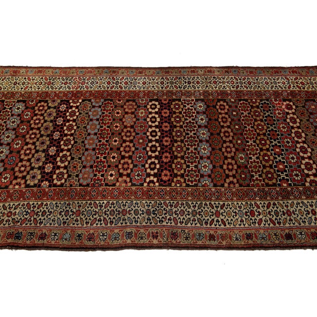 1920s Brown Antique Malayer Wool Runner Handmade With Floral Pattern For Sale - Image 5 of 9