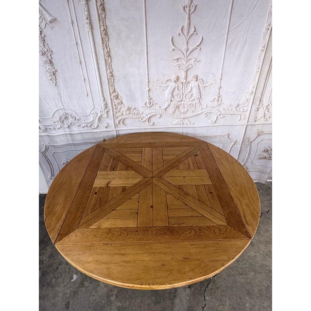 Mid 19th Century French Provincial Parquetry Drop-Leaf Pedestal Dining Table For Sale - Image 5 of 14