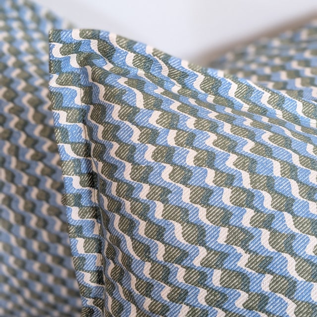 Textile Fermoie Ruffle Lumbar Pillows With Mini Flange in Blue & Green For Sale - Image 7 of 7