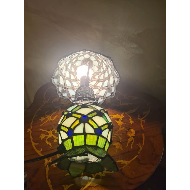 Glass Stained Glass Lamp with Handmade Lead Soldering, 1975 For Sale - Image 7 of 9